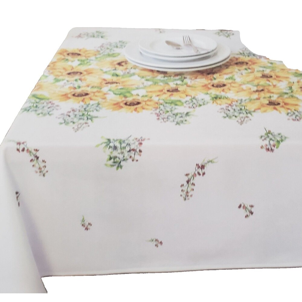Printed Fabric Tablecloth, 60"x84" Oblong (6-8 people) SUNFLOWERS PATCH, BM